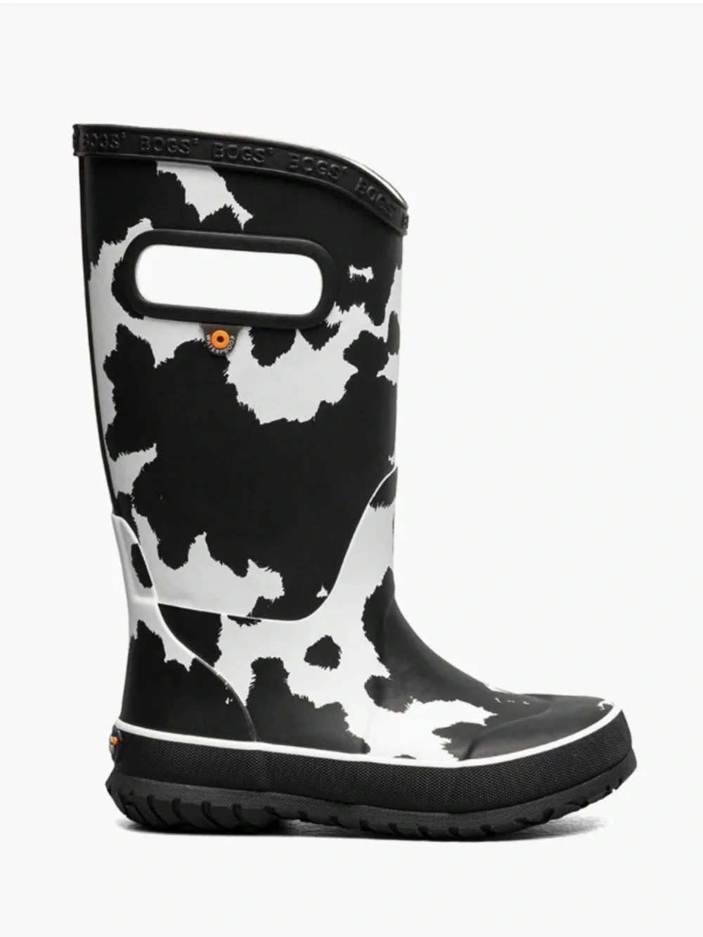 Bogs Cow Print Rain Boots Kids Size 1 Black White Waterproof Rubber Boots
